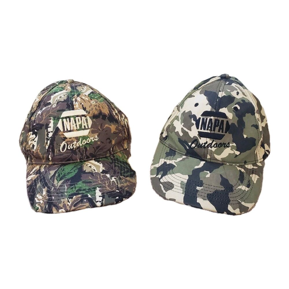 Lot Of 2 NAPA Outdoors Unisex Camouflage Strapback Hat Caps Woodland Military